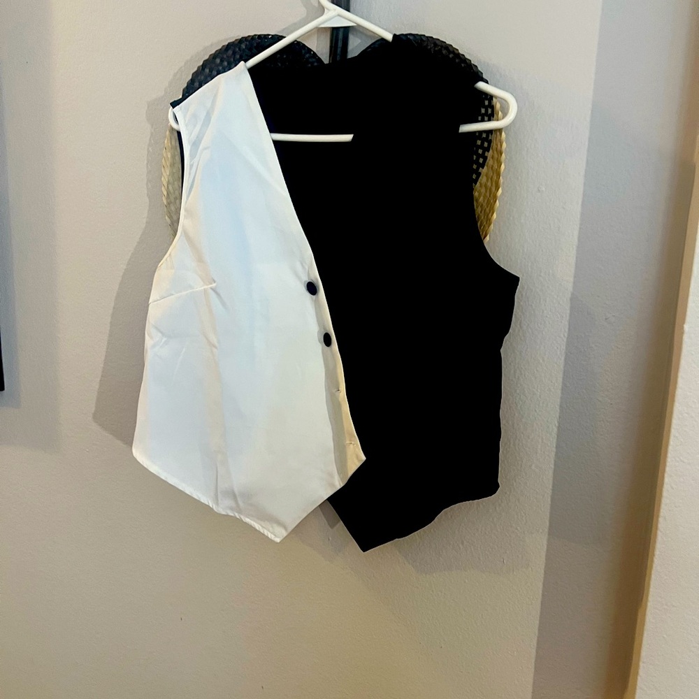 Black and White Vest with Button Detail